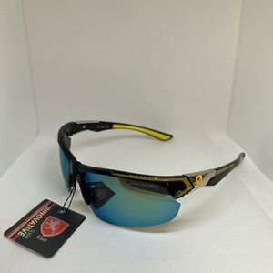 Khan Polarized Mirrored Mens Wrap Semi Rimless Sunglasses
